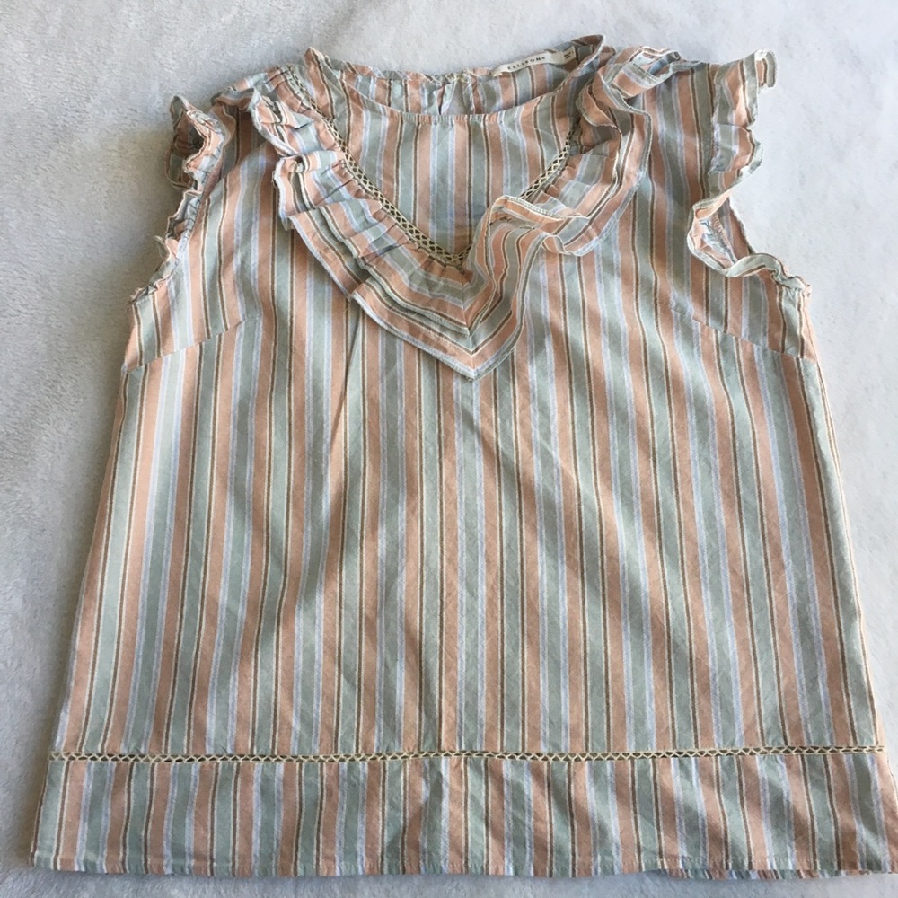 Ellison Sleeveless Ruffle Front Boho Blouse